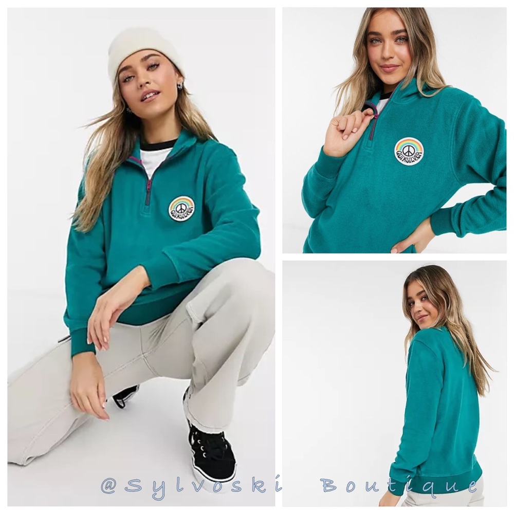 🔥Quiksilver Polar half zip fleece in teal NWT